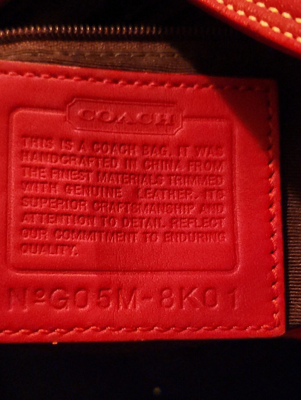 Coach Red Leather  Bag - Embossed Brand Patch